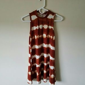 Rusty orange and white tie dyed dress